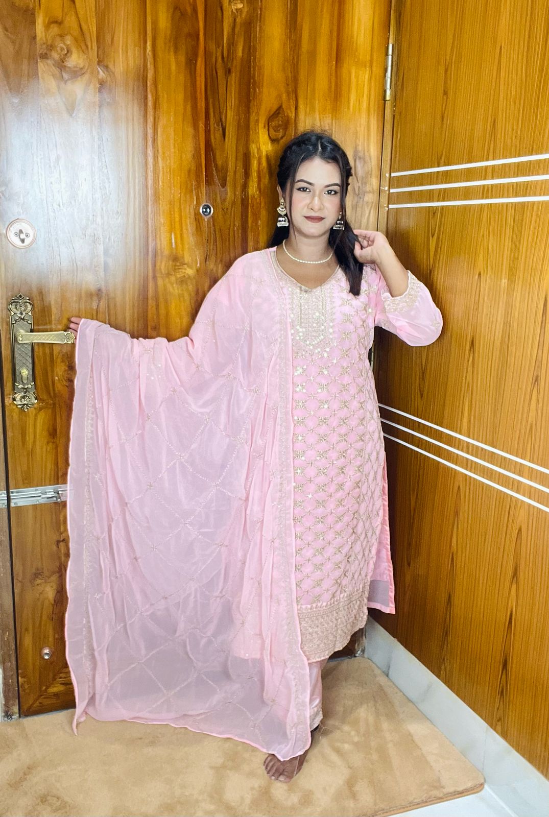 Georgette Embroidery Three Piece