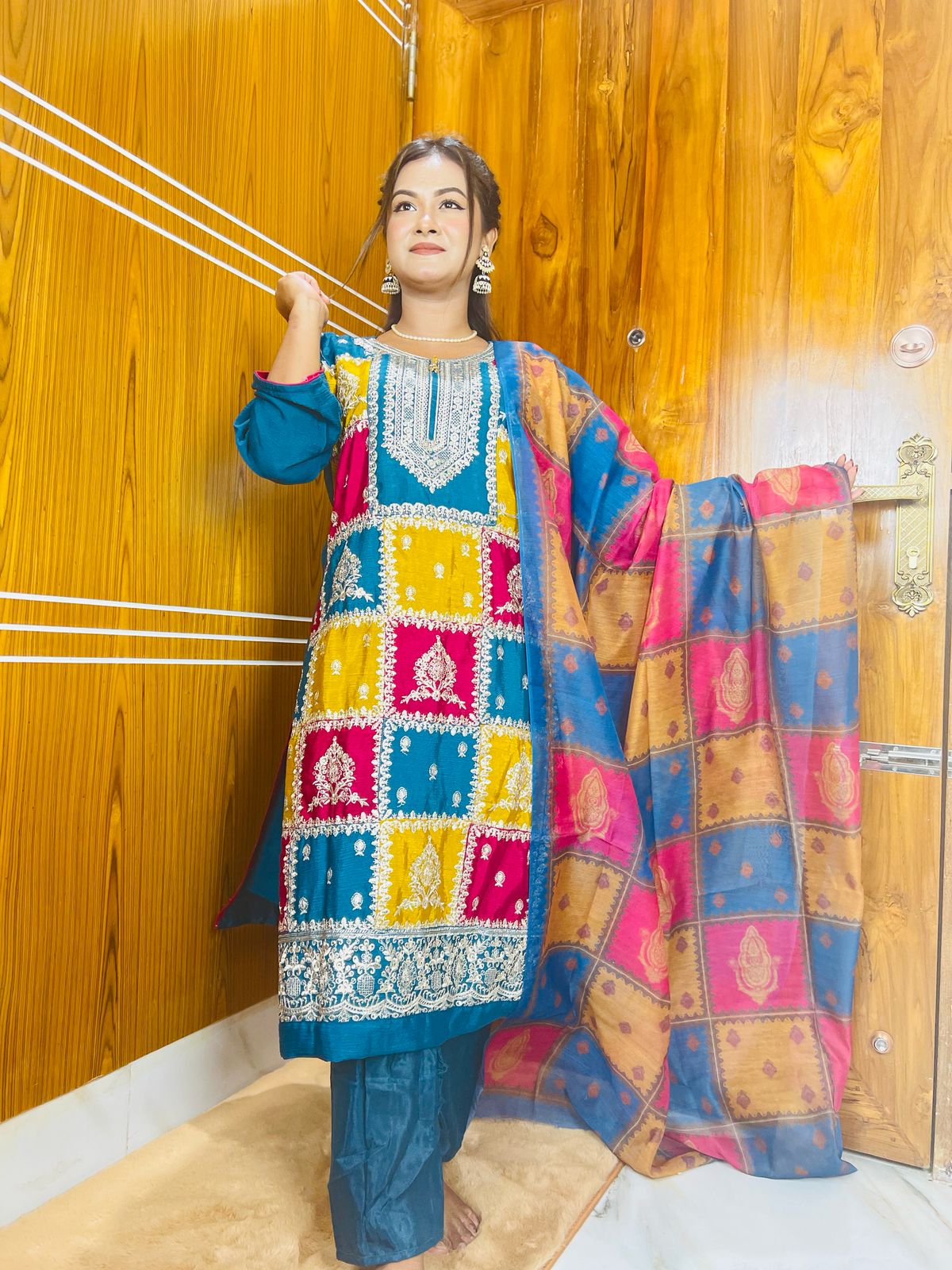 Georgette Embroidery Three Piece