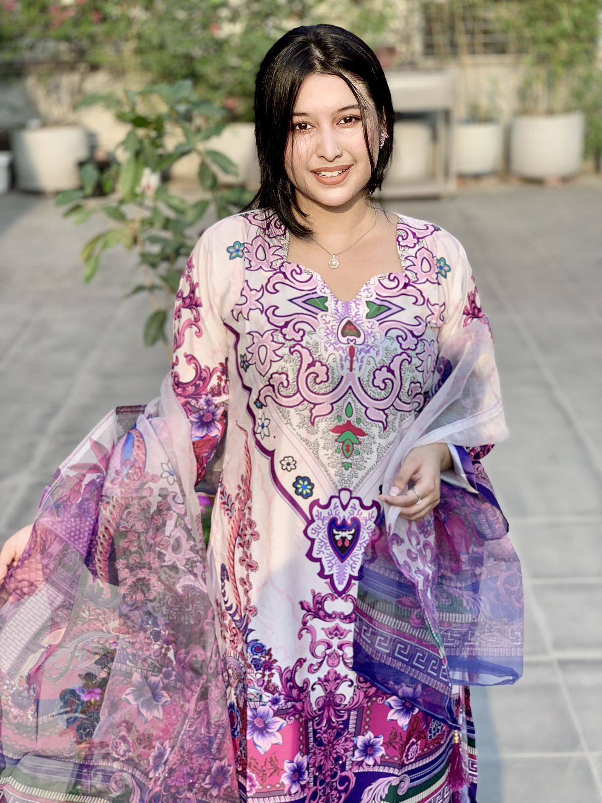 Ready Made Pure dubai silk Digital Print Three Piece