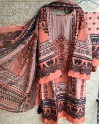 Ready Made Pure dubai silk  Digital  Print Three Piece
