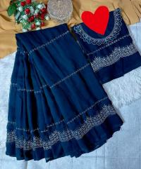 Georgette Embroidery Sharee with Blouse Piece