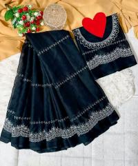 Georgette Embroidery Sharee with Blouse Piece