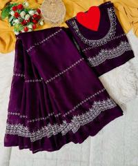 Georgette Embroidery Sharee with Blouse Piece