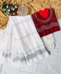 Georgette Embroidery Sharee with Blouse Piece