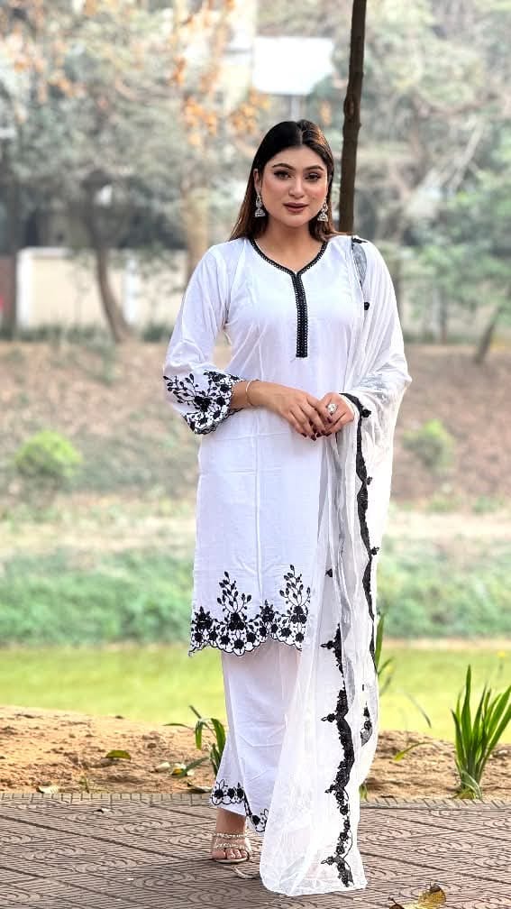 Embroidery Cotton Three Piece