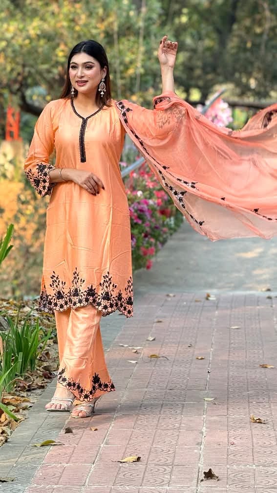 Embroidery Cotton Three Piece