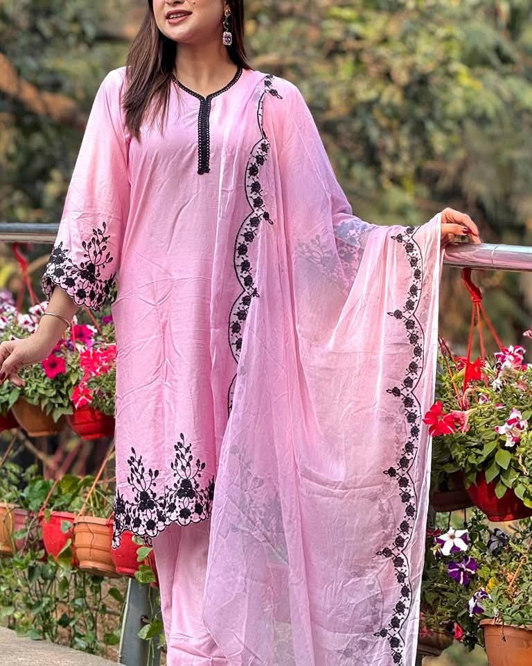 Embroidery Cotton Three Piece