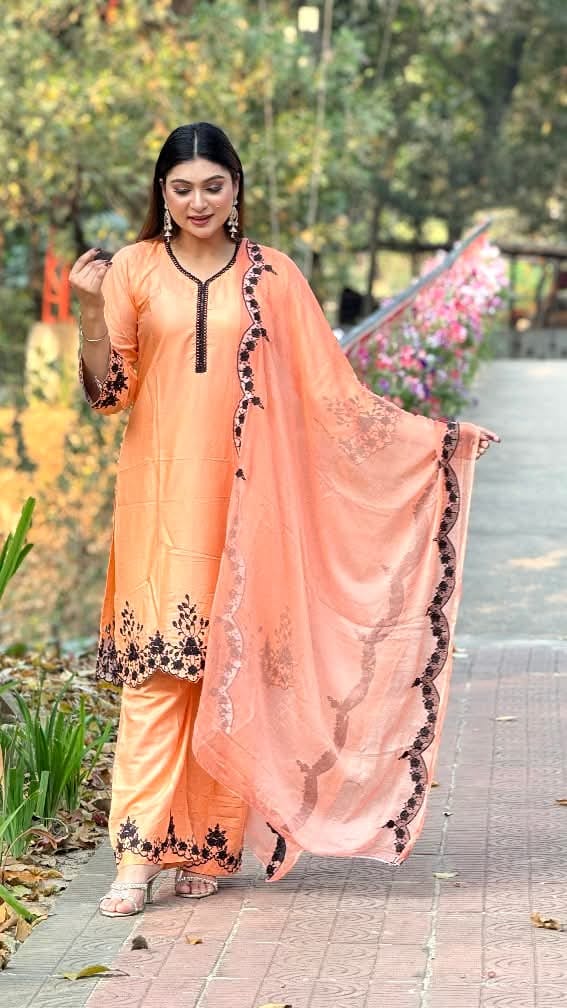 Embroidery Cotton Three Piece