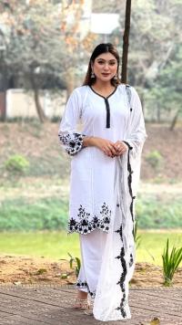 Embroidery Cotton Three Piece