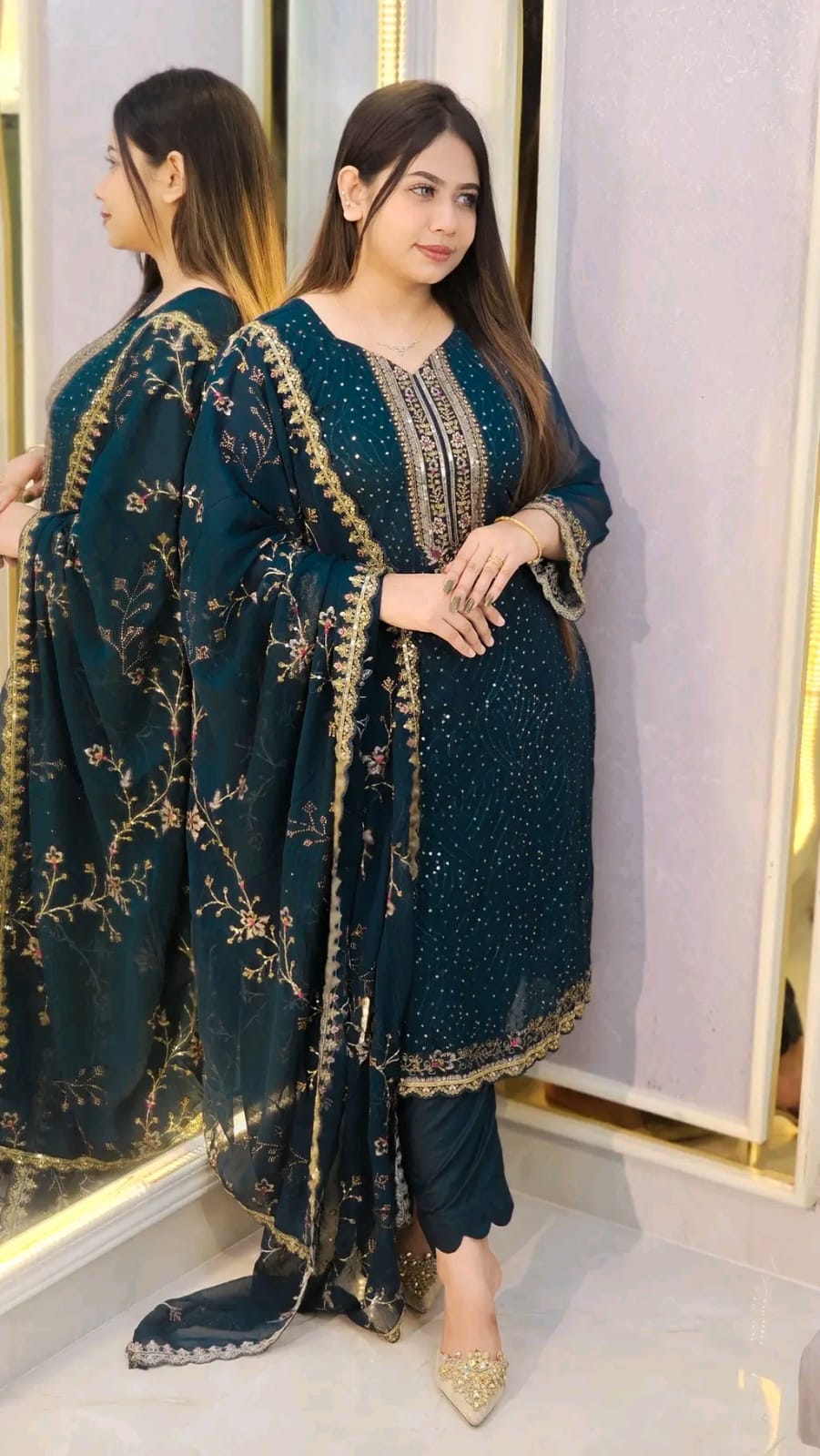 Georgette Embroidered Four-Piece Set