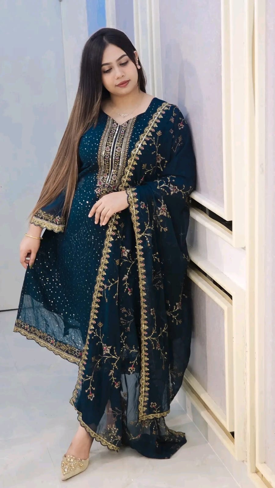 Georgette Embroidered Four-Piece Set