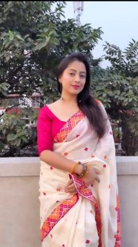 Skin Print Reshom Silk Sharee