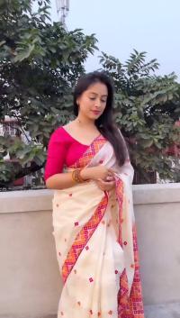 Skin Print Reshom Silk Sharee