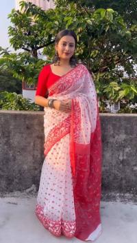 Skin Print Reshom Silk Sharee