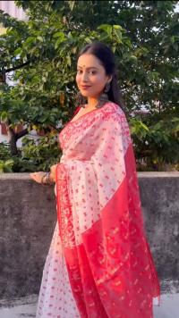 Skin Print Reshom Silk Sharee