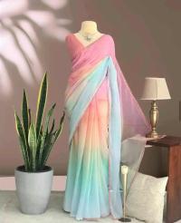Elegant Lace Work Georgette Saree