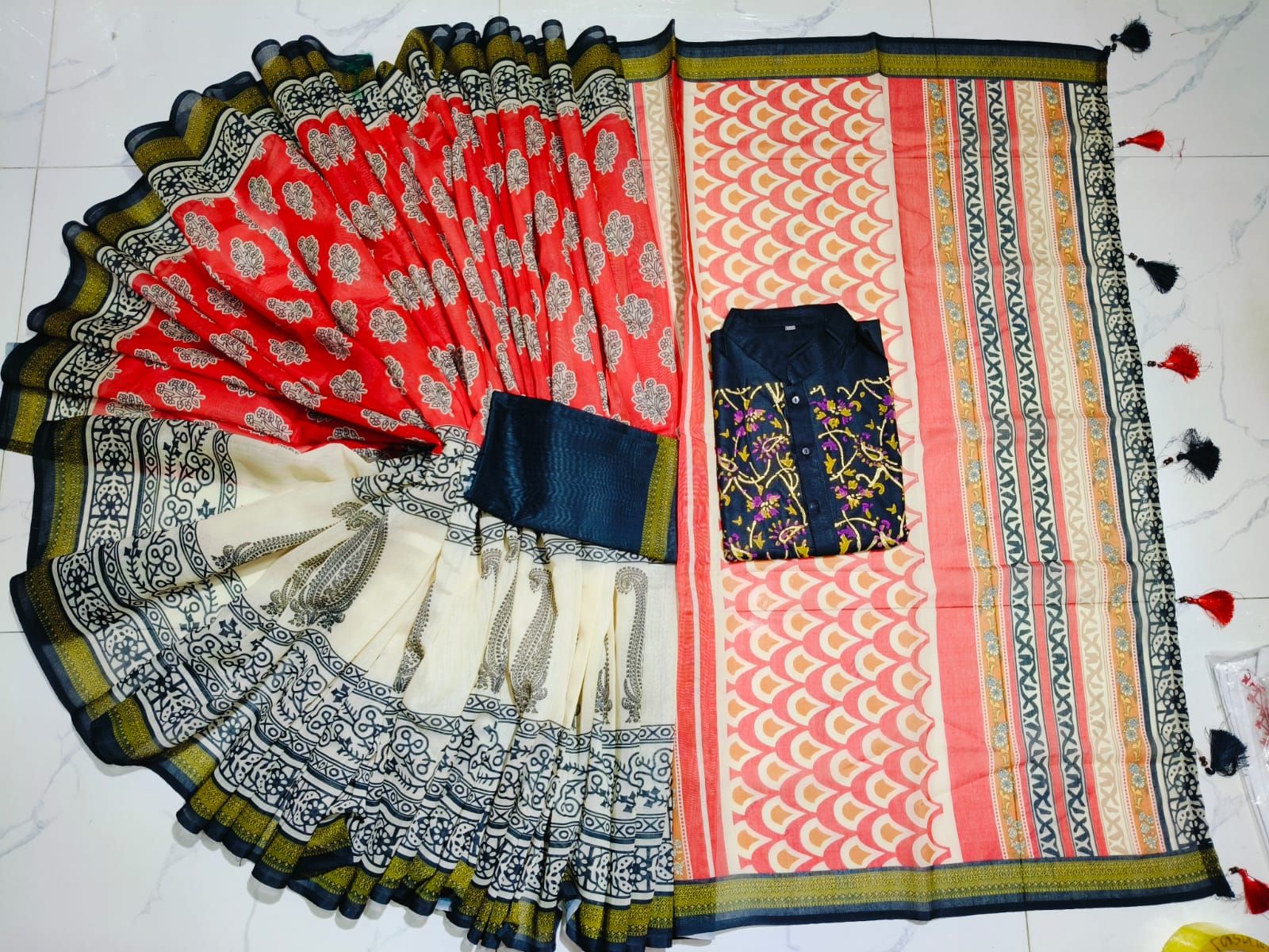 Sharee Panjabi Couple with Blouse Piece