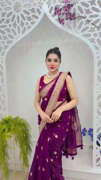 Semi Moslin Sharee  with Blouse Piece