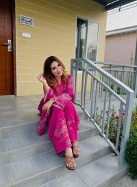 White Gold Georgette Three Piece