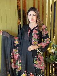 White Gold Georgette Three Piece