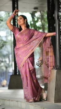 Semi Moslin Sharee with Blouse Piece