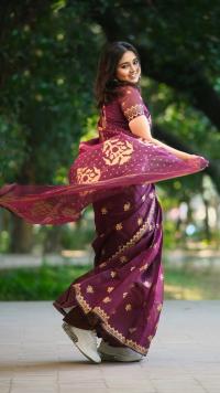 Semi Moslin Sharee with Blouse Piece
