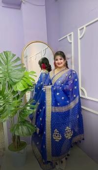 Semi Moslin Sharee with Blouse Piece