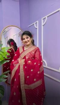 Semi Moslin Sharee with Blouse Piece