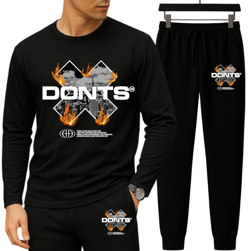 Long Sleeve Drop Shoulder Tshirt and Trouser Set