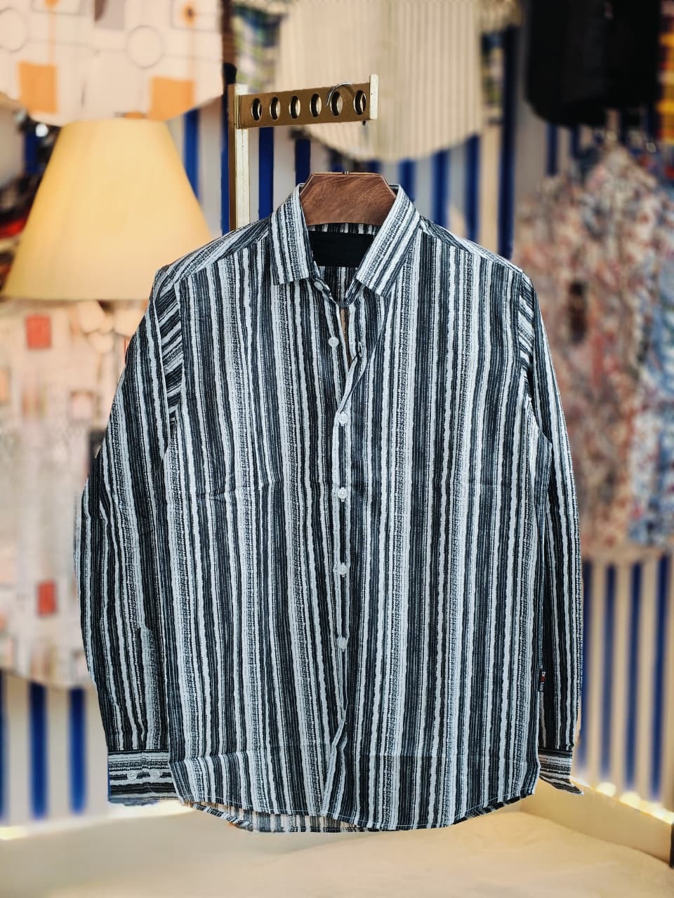 Pure Cotton full Sleeve Check & Print Shirt for Men's
