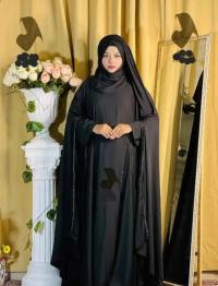 প্রিমিয়াম দুবাই লেস এমব্রয়ডারি আবায়া সেট | দুবাই চেরি ফেব্রিক | কটি ডিজাইন - (ইনার+কটি+হিজাব)