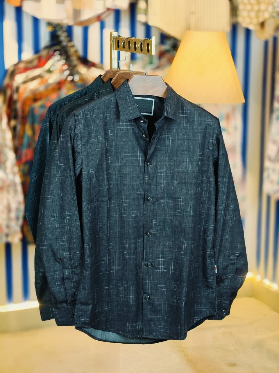 China Pure Black Magnet Cotton Full sleeve Shirt