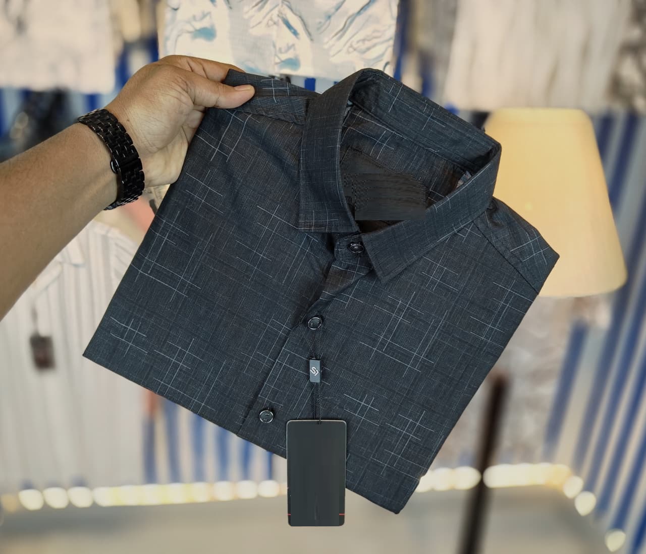 China Pure Black Magnet Cotton Full sleeve Shirt