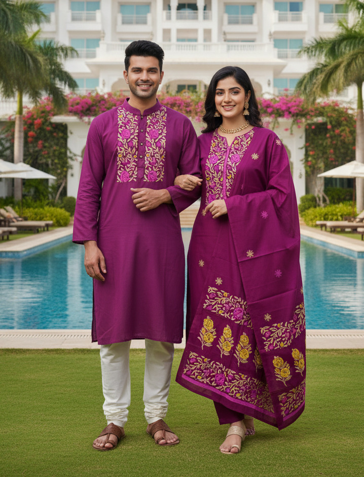 Panjabi Three Piece Couple Set