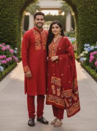 Panjabi Three Piece Couple Set
