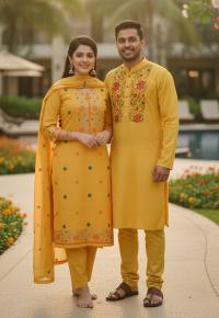 Panjabi Three Piece Couple Set