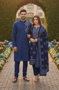 Panjabi Three Piece Couple Set