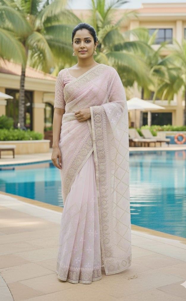 Georgette Organza Saree