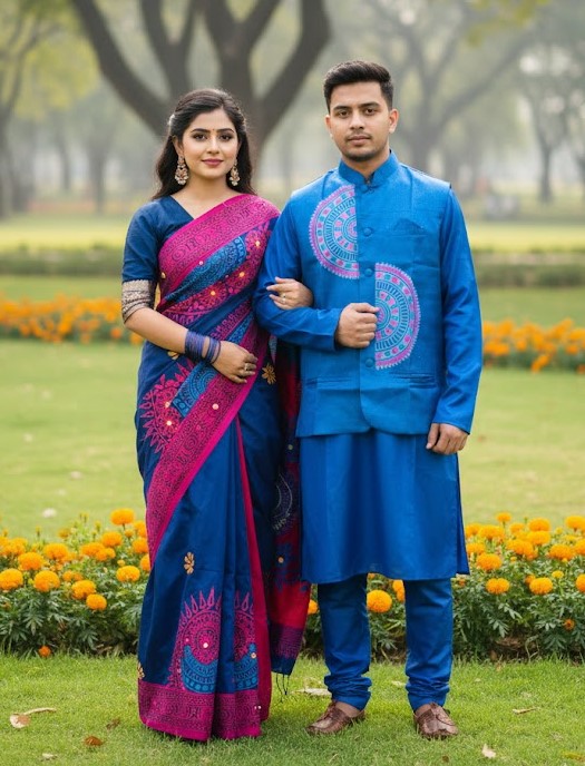 Sharee Panjabi Couple with Koti