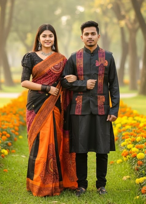 Sharee Panjabi Couple with Koti