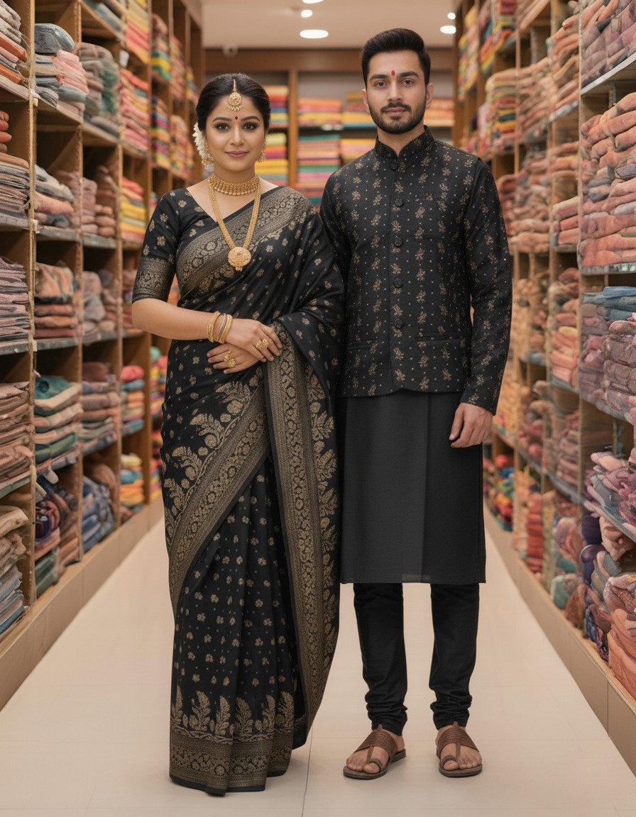 Sharee Panjabi Couple with Koti