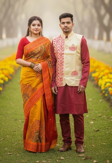 Sharee Panjabi Couple with Koti