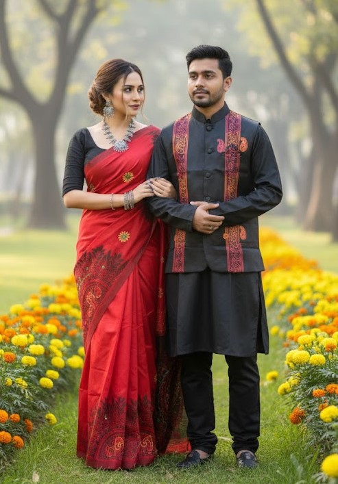 Sharee Panjabi Couple with Koti