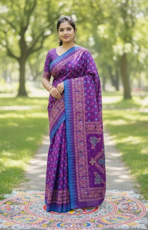 Premium Silk Boutique Skin Print Shari