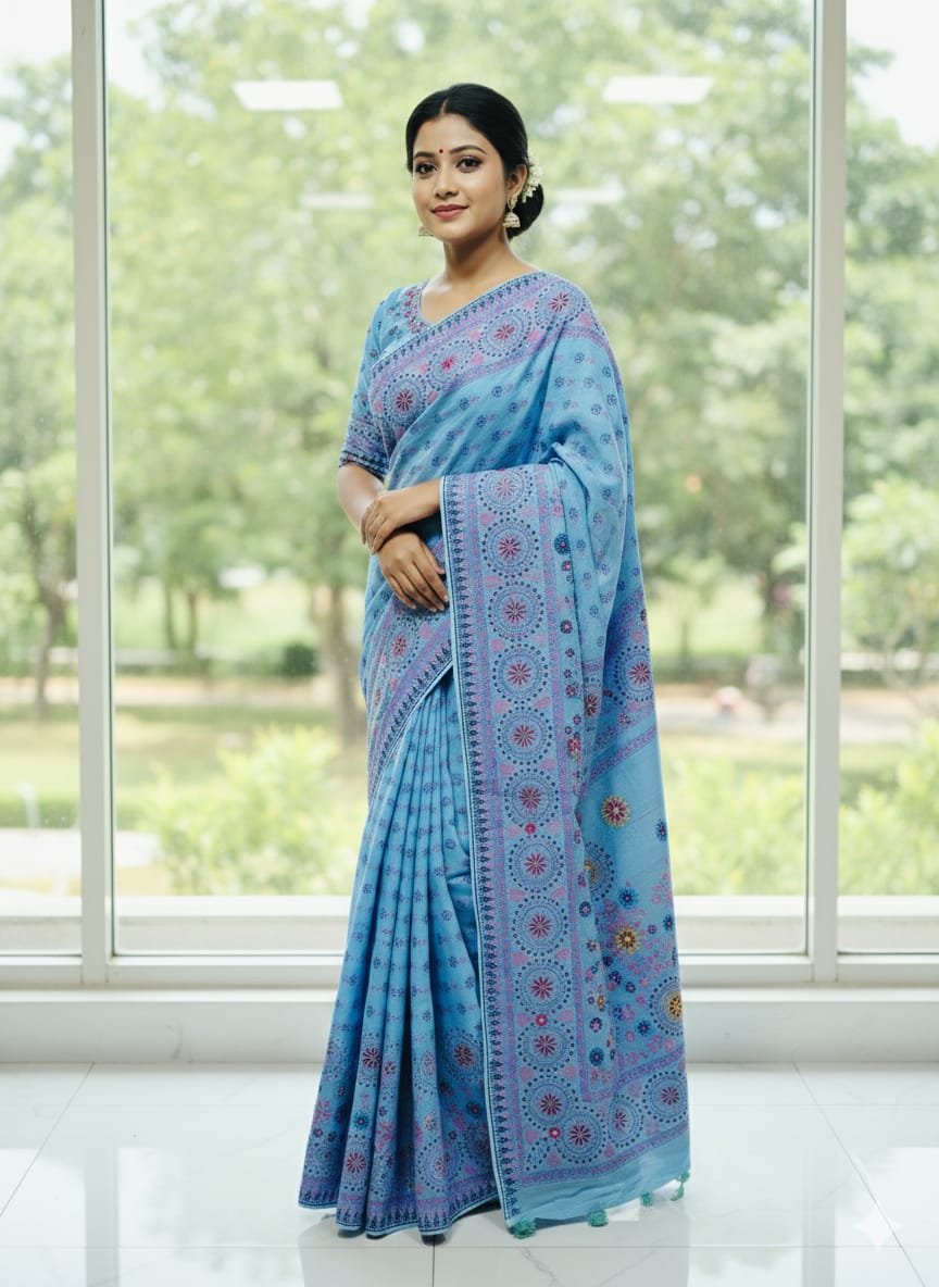 Premium Silk Boutique Skin Print Shari