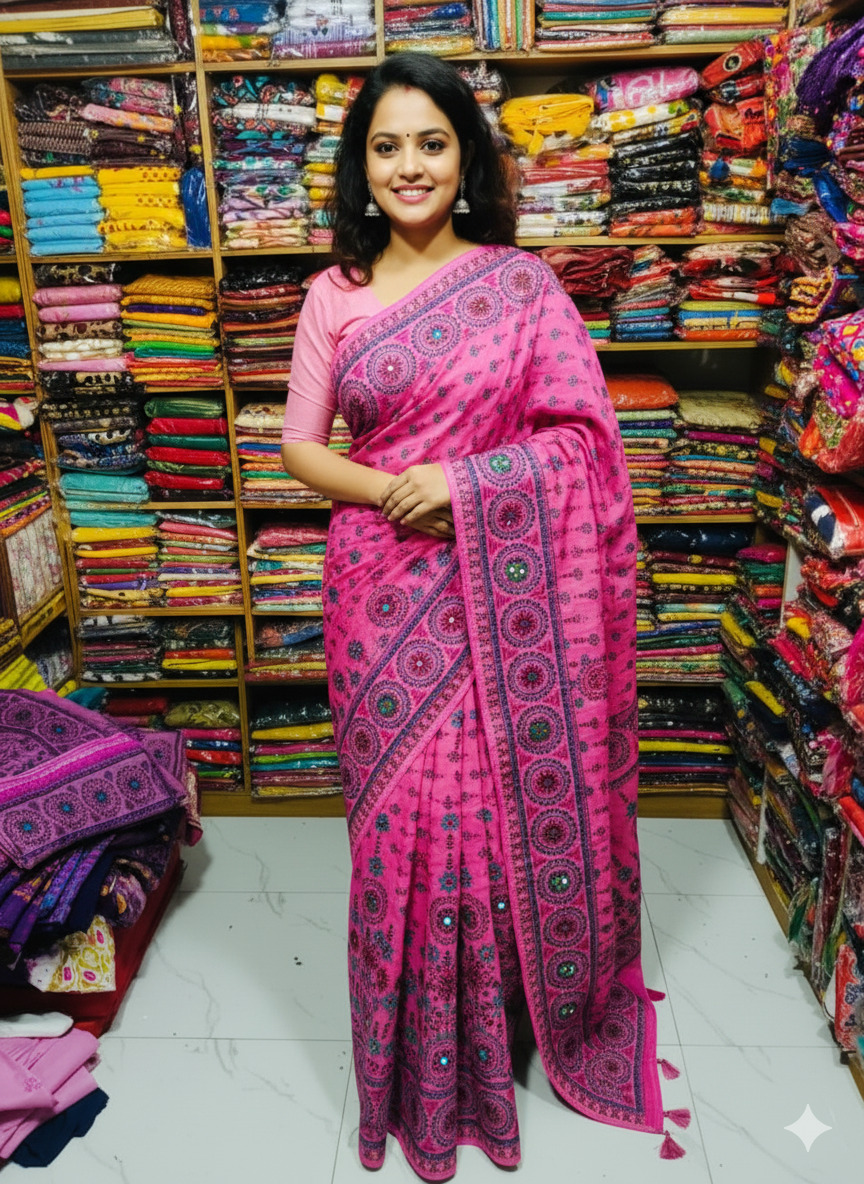 Premium Silk Boutique Skin Print Shari