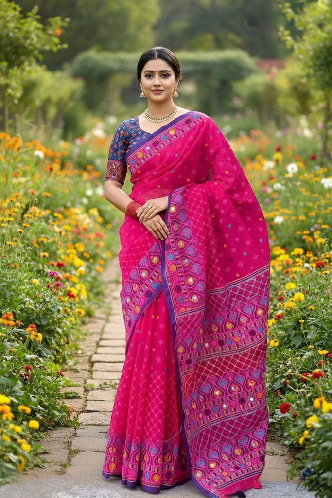 Premium Silk Boutique Skin Print Shari