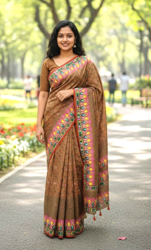 Premium Silk Boutique Skin Print Shari