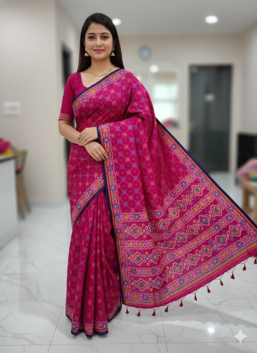 Premium Silk Boutique Skin Print Shari