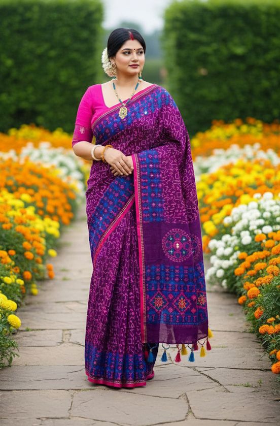 Premium Silk Boutique Skin Print Shari